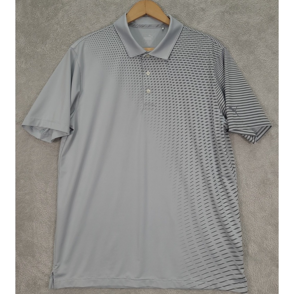Puma Golf Polo DryCell Gray Short‎ Sleeve Stretch Golf Shirt Mens Size Medium